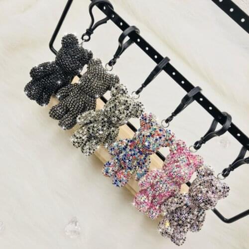 MOFLO Christmas Gift Glitter Crystal Rhinestone Cute Bear Pendant Keychain Creative Shinny Full Diamonds Bear Key Ring