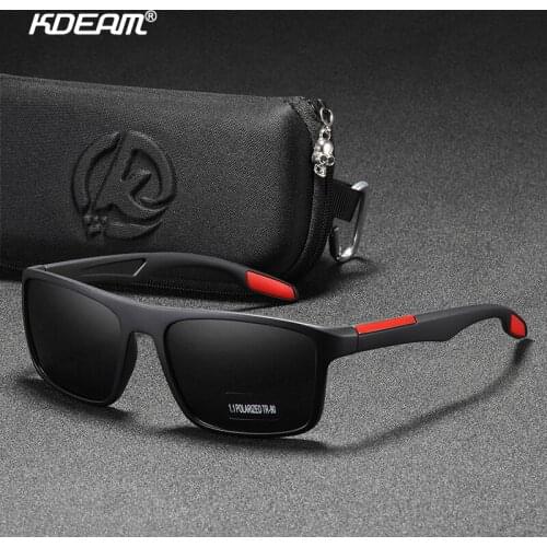 KDEAM Rectangular Ultra Light TR90 Sunglasses Men Polarized TAC 1.1mm Thickness Lens Driving Sun Glasses Women Sports
