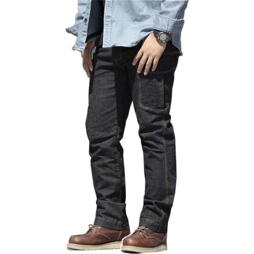 Mcikkny Mens Cargo Tactical Jeans Multi Pockets Stretch Military Denim Trousers For Male Size S-XXL