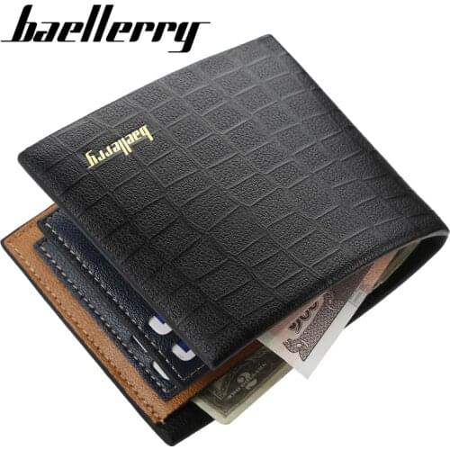 Mens wallet short baellerry crocodile pattern retro simple fashion horizontal soft litchi pattern student money card bag 918