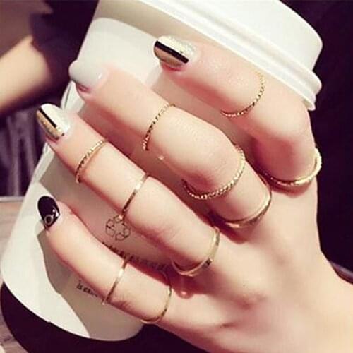 Korean edition ring ten sets female individuality combination contracted student adorn article gift