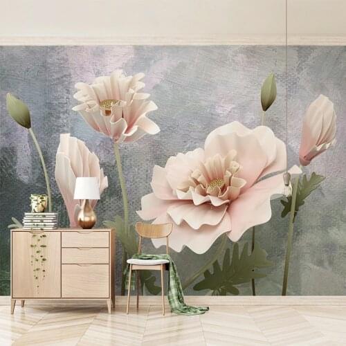 Custom Mural Wallpaper 3D Stereo Flowers Cement Wall Wall Painting Living Room TV Sofa Bedroom Background Wall Decor Wall Papers