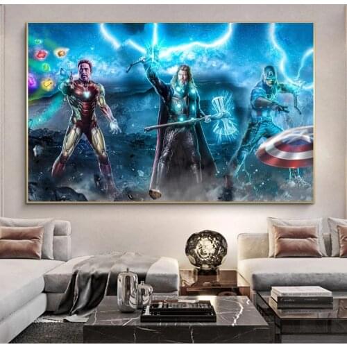 Thor Iron Man Marvel Avengers Superhero Wall Poster Canvas Painting For Living Room Office Bedroom Home Decor