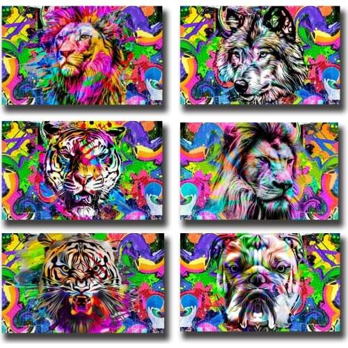 New Modern Abstract Watercolor Animal Oil Painting Print on Canvas Monkey and Elephant Posters for Home Wall Decorative Pictures