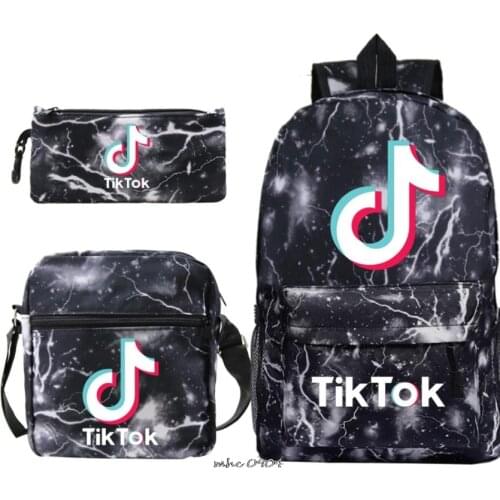New 3Pcs/Sets Backpack Tik Tok Mochila for Students Boy Girl Schoolbags Pencil Case Shoulder Bags Back to School Casaul Backpack