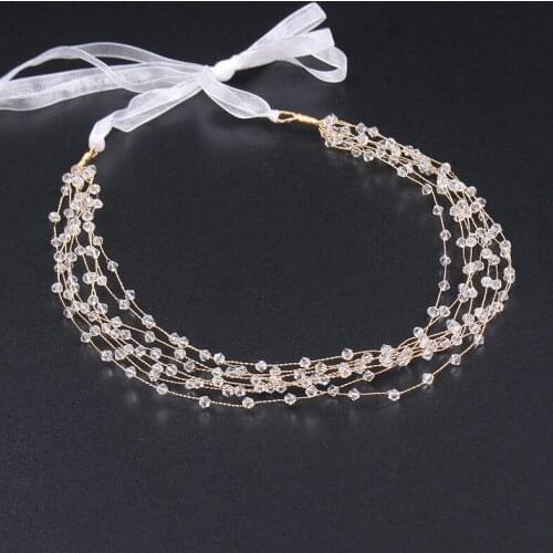 Crystal beadns headbands simple beads elegant wedding bridal hair jewelry