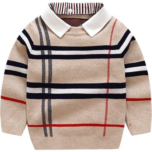 Toddler Kids Girls Boys Clothes Autumn Spring Pullover Top Long Sleeve Plain Sweater Fashion Knitted Sweater Gentleman Outfit