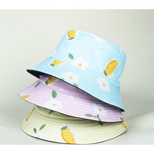 Cute Small Flower Print Women Bucket Hat Sweet Mango Printed Outdoor Caps Chic Casual Sun Cap Travel Hat Accessories 2021 Trendy