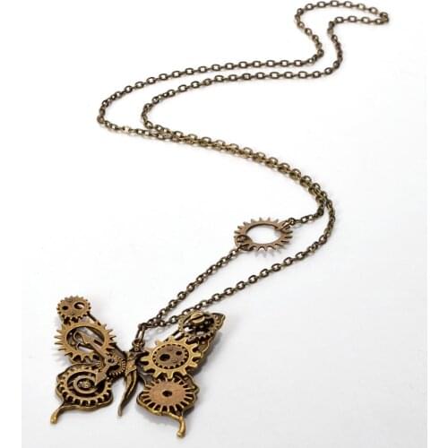 Vintage Punk Steampunk Necklaces Gear Statement Pendants Retro Chain Women Accessory