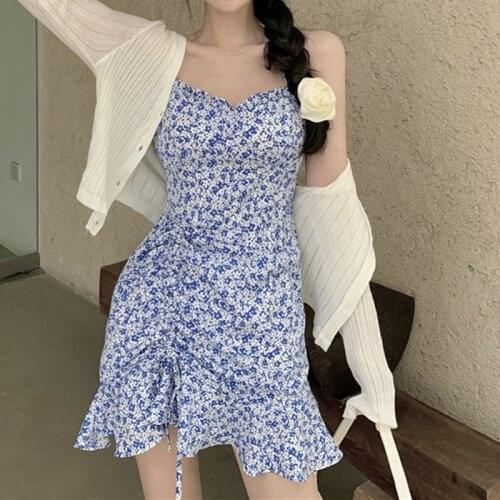 Dresses woman summer 2021 Strapless Pleated Women Chiffon Dresses Female High Waist Spaghetti Strap Mini Dress Female clothing