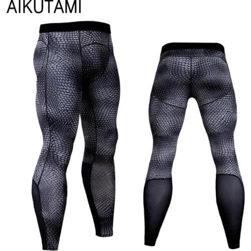 Pro Running Tights Men Compression Pants Dry Fit Snakeskin Printed Breathable Fitenss Gym Workout Sports Wear for Gym Leggings