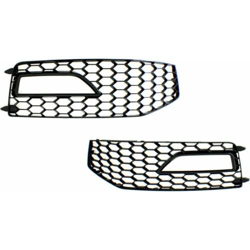 2 Pcs Fog Light Grilles for Audi A4 2013-2016 Front Bumper Gloss Black