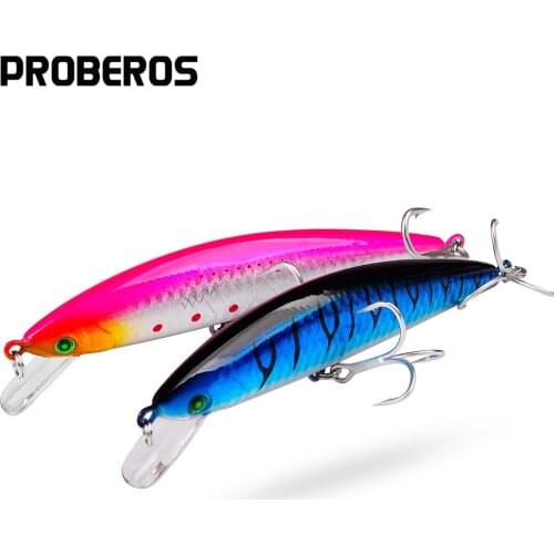 PROBEROS Minnow Fishing lure 41g 13cm Big Trolling Bass Bait 2# 3X BKB Hook Sinking Swimbait Artificial Wobblers Fishing Tackle