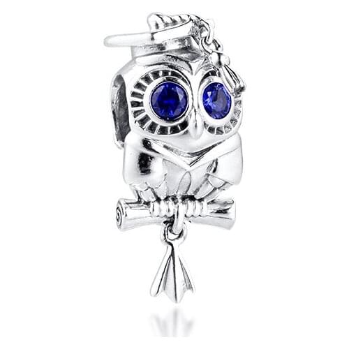 Charms fits for Bracelets Necklaces 100% 925 Sterling Silver Jewelry Wise Owl Graduation Beads Free Shipping