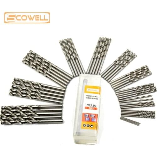30% OFF 55Pcs 1/2/3/3.5/4/4.2/4.5/5/5.5/6/6.5mm HSS M2 Straight Shank Fully Ground Twist Drill Bit Mixed Pack for Metal Working