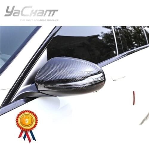 Dry Carbon Fiber Mirror Cover Fit For 2015-2018 MB W205 C Class & C63 Sedan YC DESIGN Style Side Mirror Frame Replacement
