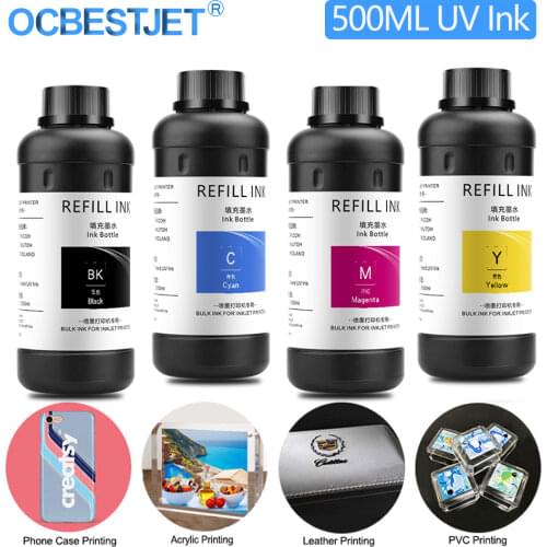 4x500ml LED UV Ink For Epson 1390 1400 1410 R280 R290 R330 L800 L805 L1800 XP600 TX800 For DX4 DX5 DX6 DX7 Printhead UV Printer