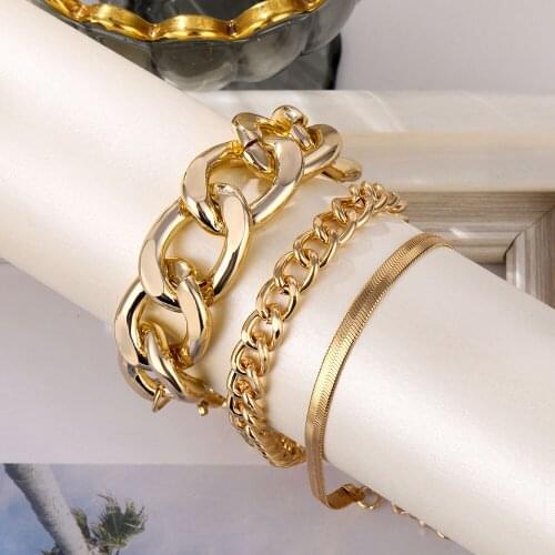 FNIO Vintage Gold Chain Bracelets Multi-layer Bangles Women Punk Bracelet 2020 Couple Wedding Jewelry Gifts Cuban Bracelets
