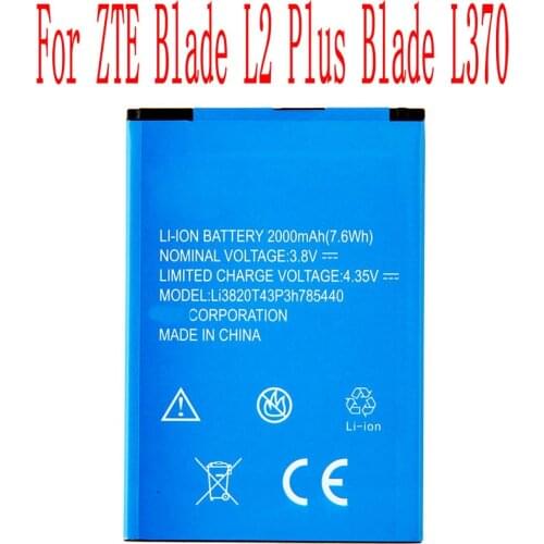 High Quality 2000mAh Li3820T43P3h785440 Battery For ZTE Blade L2 Plus Blade L370 Cell Phone