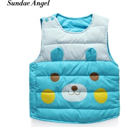 Sundae Angel Girls vest 2017 Sleeveless Outerwear O-Neck Cotton Winter gilet Kids baby boys vests Jacket Coat Children Clothing