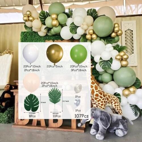 107pcs Wedding Party Decoration Avocado Green Latex Balloons Garland Arch Kit Birthday Party Baby Shower Decorations Supplies