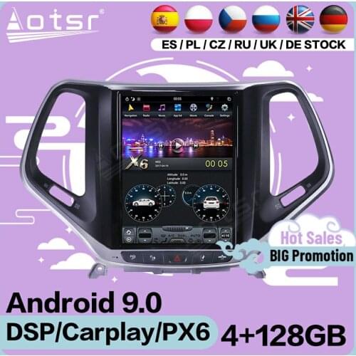 128G Tesla Screen Multimedia Stereo Android 9 Player For Jeep Cherokee 2014 2015 2016 2017 2018 GPS Navi Receiver IPS Head Unit