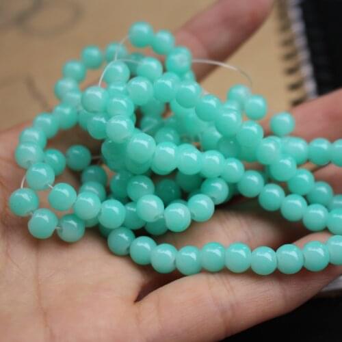 130Pieces 6mm Glass beads Round Simply Cyan Color jewelry making &DIY