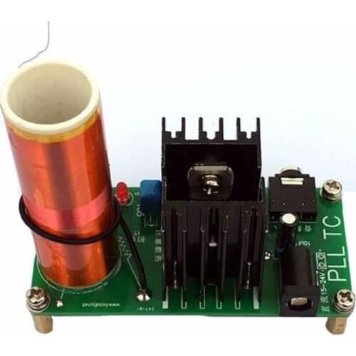 15W Mini Music Tesla Coil Plasma Speaker Tesla Arc Generator Resonant Wireless Transmission DC 15V-24V 2A Plasma Stereo Speaker