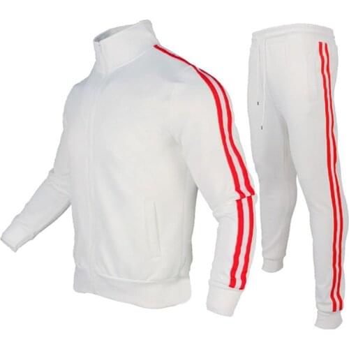 2021 new mens casual 2-piece suit, zipper stand-up collar sportswear + trousers suit