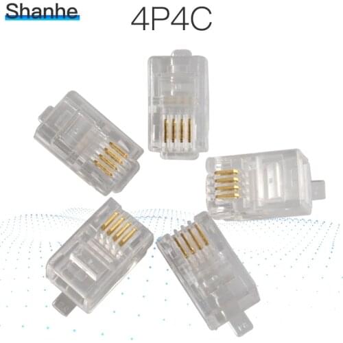 50pcs 4P4C 4 Pins 4 Contacts RJ11 Telephone Modular Plug Jack RJ11 Connector