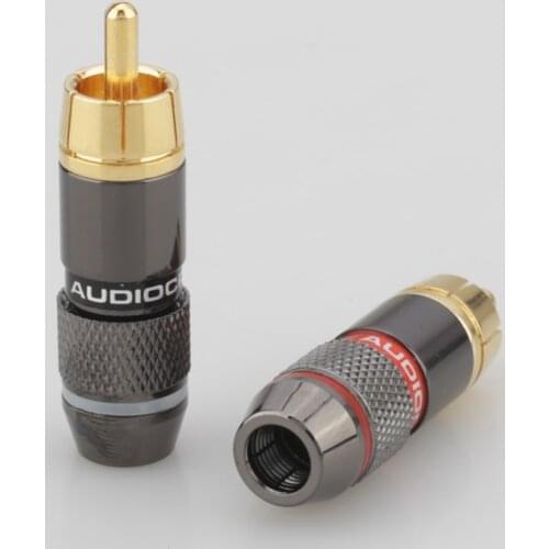4PCS Audiocrast R010 Hifi 8Pcs RCA Plug Gold Plated 6mm Male Double Self-Locking Lotus Wire Connectors Audio Adapter