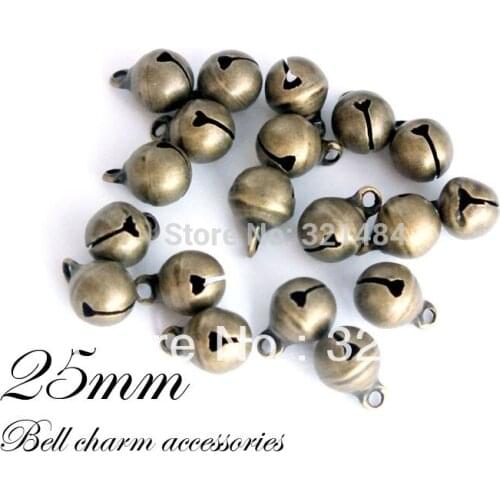 Free ship 25mm 100piece Jingle Bell Dangle Charms With Loop Small Bells Fit Festival Jewelry Pendants charm beads