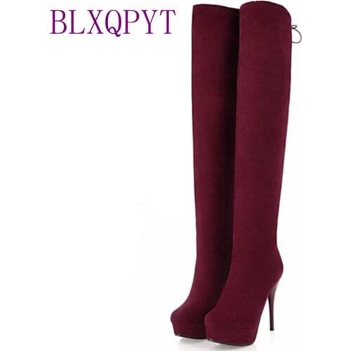 Big Size 32-48 Winter SUMMER High Heel 11.5CM Boots Leisure Elegant Heels Sexy Women Shoes Round Toe Thin Heel Leather Boots 8-1