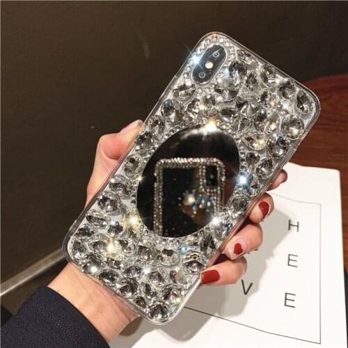 Phone Case For Samsung S20 S8 S9 S10 PLUS Lite Note 5 8 9 Glass Rhinestone Mirror Cases Bling Funda Telefon Crystal Clear Stone