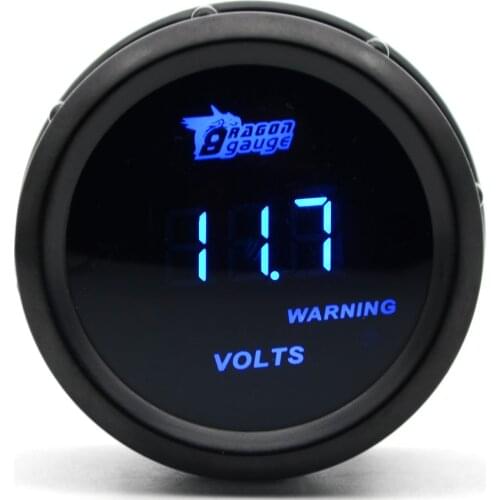 DRAGON GAUGE 2'' 52MM Volt Gauge 0-15V Black Color Digital Blue Led