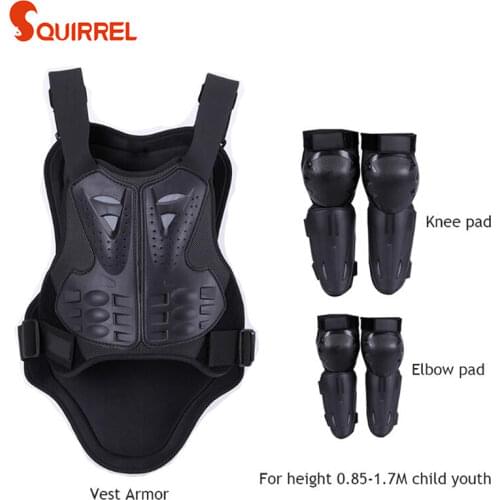 For Height 0.85-1.7M 4-15 years Children Body Protect Armor kid riding bicycle ATV Protection Chest Spine Knee Elbow Guard