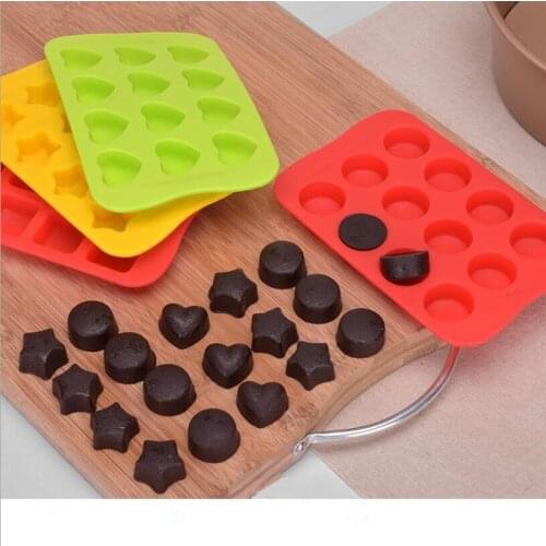 12 Grid Chocolate Mold Food Grade Silicone Mold Creative Ice Cube Mold Practical Baking Tool Star/heart/round/square Mold