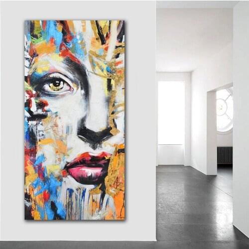 GoldLife Wall Art Abstract Face Print Poster Oil Painting for Living Room Canvas Street Art Portrait Wall Pictures Home Decor
