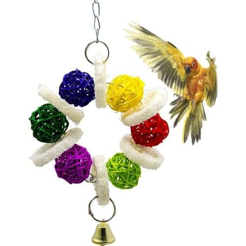 Bird Toys For African Grey Parrots Accessories Loofah Cockatiel Perch Budgie Parakeet Cage Decoration papuga zabawki dla papug