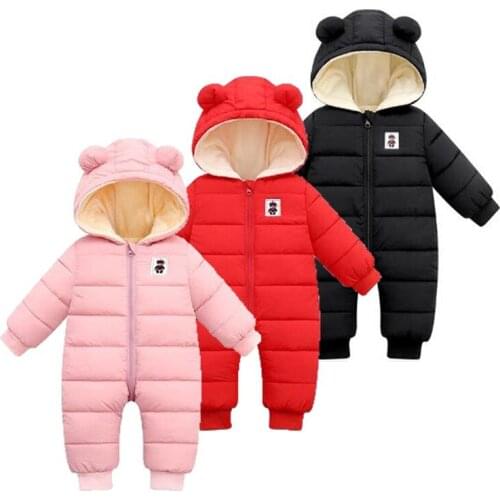 Baby Girl Romper Winter Newborn Baby Clothes Boy Long Sleeve Velvet With Hooded Wind Proof Warm Jumpsuit For 0-24M