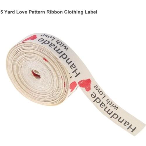 Handmade 5 10 yards Cotton Love Ribbon Clothing Tape Label DIY Handmade Bowknot Sewing Accessories Home Decoration 15mm Width