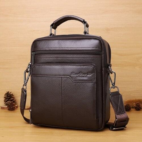 Mens leather inclined shoulder bag head layer cowhide single shoulder bag business large-capacity bag handbag