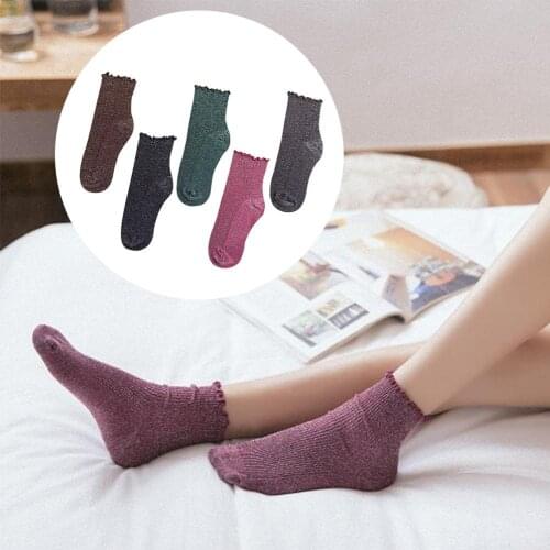 Fashion Women Solid Color Glitter Ribbed Breathable Cotton Middle Tube Socks Middle Tube Socks Middle Tube Socks Middle Tube Soc