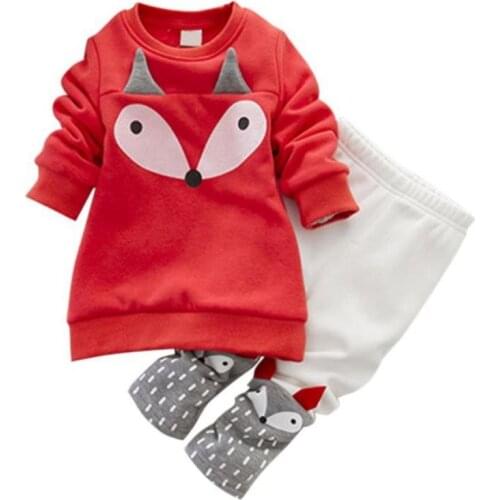 2020 New Children Kids Clothing Set Autumn Winter 2pcs Sets Plus velvet Warm Thick Tops + Pants Leisure Time Suit Baby Girls1-5Y