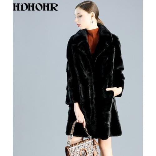 HDHOHR 2020 New Real Natural Mink Fur Coats Women Long Commuting-Leisure High Grade Mink Coat Winter Suit collar Mink Jackets