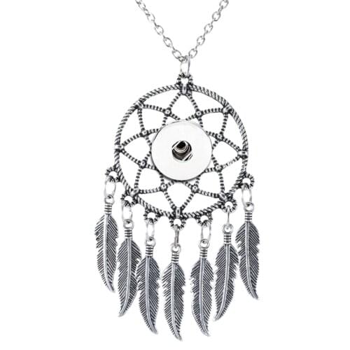 NEW Dreamcatcher feather DIY 18mm snap button jewelry Necklace NC6078