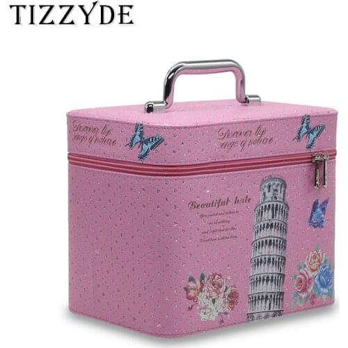 Makeup Organizer Portable Cosmetic Storage Box Container Leather Cosmetic Case Make Up Container Box Jewelry Gift Storage Box