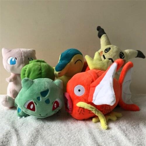 Original sanei Bulbasaur Charmeleon Cyndaquil Mew Ampharos MIMIKYU Slowpoke Dratini Plush Doll Stuffed Toy Poke Figure