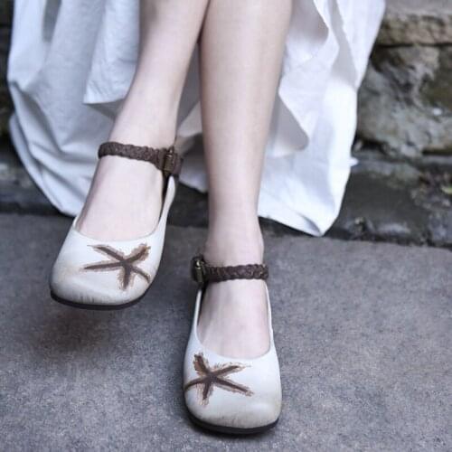 Artmu Origional Shallow Mouth Womens Shoes Square Toe Fairy Flat Shoes Genuine Leather Buckle Handmade Shoes 2020 New TD51-2-1