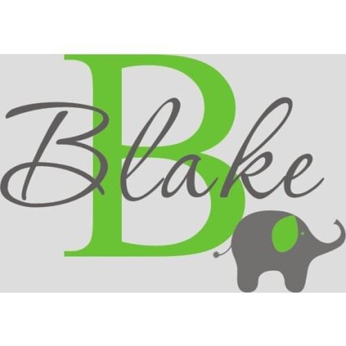 Personalized Name Wall Decal Sticker - Custom Elephant Boys Name Vinyl Wall Sticker For Kids Room - Baby Nursery Wall Decal D379